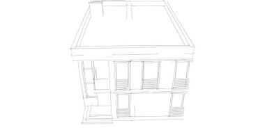 Arkaplanda mimari bina 3d illüstrasyon