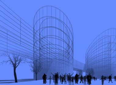 soyut mimari duvar kağıdı tasarımı, dijital konsept arkaplan