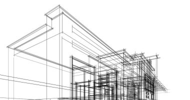 Mimari sanat konseptinde soyut çizgiler, minimum geometrik şekiller. 