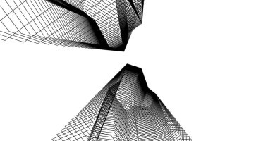 Mimari sanat konseptinde soyut çizgiler, minimum geometrik şekiller. 