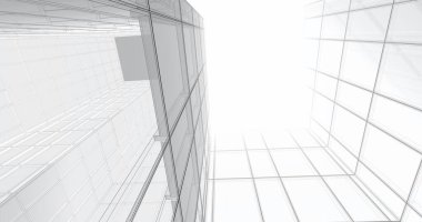 Arkaplanda mimari bina 3d illüstrasyon