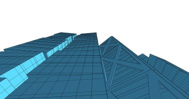 Arkaplanda mimari bina 3d illüstrasyon