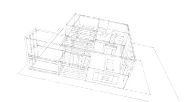 Arkaplanda mimari bina 3d illüstrasyon