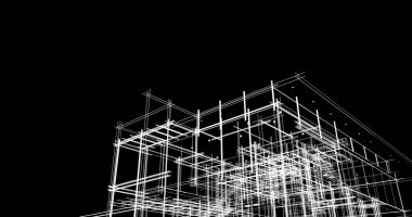 Mimari sanat konseptinde soyut çizgiler, minimum geometrik şekiller. 