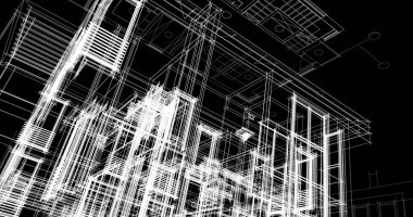 Mimari sanat konseptinde soyut çizgiler, minimum geometrik şekiller. 