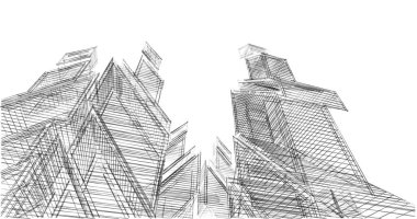 Mimari sanat konseptinde soyut çizgiler, minimum geometrik şekiller. 