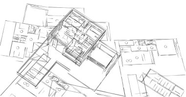 Mimari sanat konseptinde soyut çizgiler, minimum geometrik şekiller. 