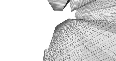 Arkaplanda mimari bina 3d illüstrasyon