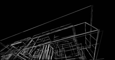 Arkaplanda mimari bina 3d illüstrasyon