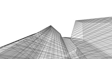 Arkaplanda mimari bina 3d illüstrasyon