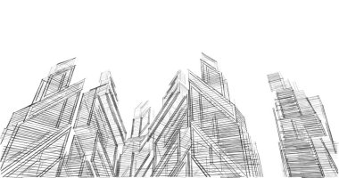 Mimari sanat konseptinde soyut çizgiler, minimum geometrik şekiller. 