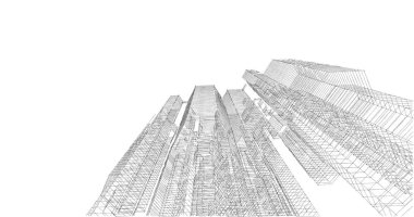 Arkaplanda mimari bina 3d illüstrasyon