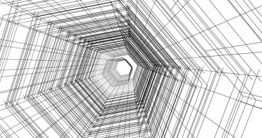 Arkaplanda mimari bina 3d illüstrasyon