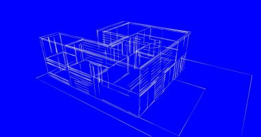 Arkaplanda mimari bina 3d illüstrasyon
