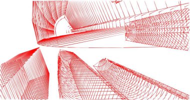 Arkaplanda mimari bina 3d illüstrasyon