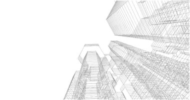 Arkaplanda mimari bina 3d illüstrasyon