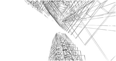 Mimari sanat konseptinde soyut çizgiler, minimum geometrik şekiller. 