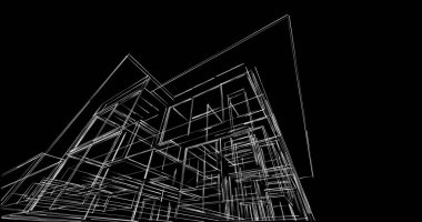 Arkaplanda mimari bina 3d illüstrasyon