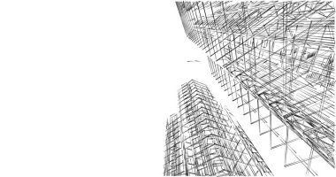 Mimari sanat konseptinde soyut çizgiler, minimum geometrik şekiller. 