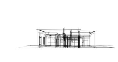 Mimari sanat konseptinde soyut çizgiler, minimum geometrik şekiller. 