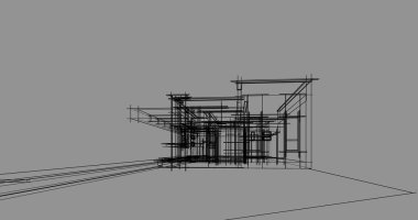 Mimari sanat konseptinde soyut çizgiler, minimum geometrik şekiller. 