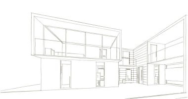 Arkaplanda mimari bina 3d illüstrasyon