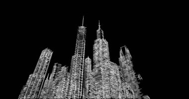 Mimari sanat konseptinde soyut çizgiler, minimum geometrik şekiller. 