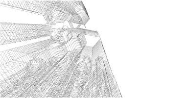 Arkaplanda mimari bina 3d illüstrasyon