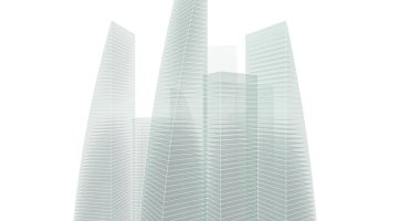 Arkaplanda mimari bina 3d illüstrasyon