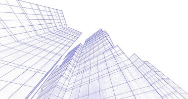 Arkaplanda mimari bina 3d illüstrasyon