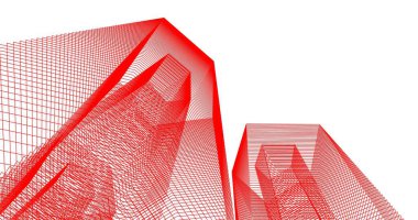 3d mimari duvar kağıdı tasarımı, dijital bina çizimi 