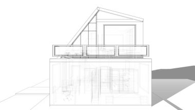 Arkaplanda mimari bina 3d illüstrasyon