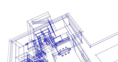 Mimari sanat konseptinde soyut çizgiler, minimum geometrik şekiller. 