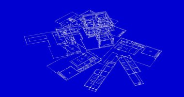 Mimari sanat konseptinde soyut çizgiler, minimum geometrik şekiller. 