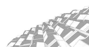 Mimari sanat konseptinde soyut çizgiler, minimum geometrik şekiller. 