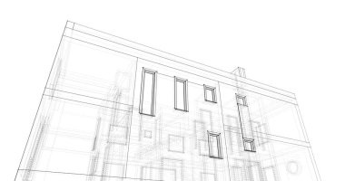 Mimari sanat konseptinde soyut çizgiler, minimum geometrik şekiller. 