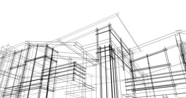 Mimari sanat konseptinde soyut çizgiler, minimum geometrik şekiller. 