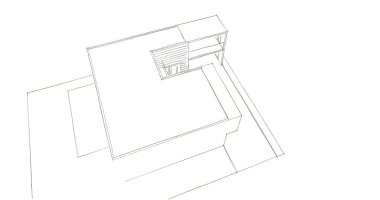 Arkaplanda mimari bina 3d illüstrasyon