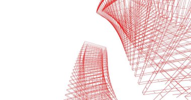 Arkaplanda mimari bina 3d illüstrasyon