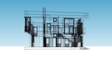 Mimari sanat konseptinde soyut çizgiler, minimum geometrik şekiller. 