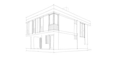 Arkaplanda mimari bina 3d illüstrasyon