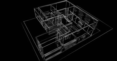Arkaplanda mimari bina 3d illüstrasyon
