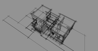 Mimari sanat konseptinde soyut çizgiler, minimum geometrik şekiller. 