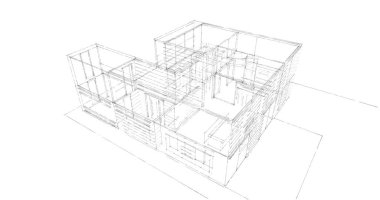 3d mimari duvar kağıdı tasarımı, dijital bina çizimi 