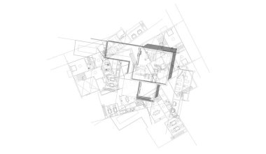 Mimari sanat konseptinde soyut çizgiler, minimum geometrik şekiller. 