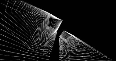 Mimari sanat konseptinde soyut çizgiler, minimum geometrik şekiller. 