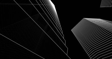 Arkaplanda mimari bina 3d illüstrasyon