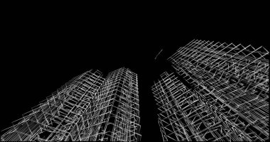 Mimari sanat konseptinde soyut çizgiler, minimum geometrik şekiller. 