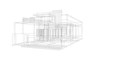 Arkaplanda mimari bina 3d illüstrasyon