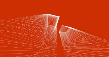 Mimari sanat konseptinde soyut çizgiler, minimum geometrik şekiller. 